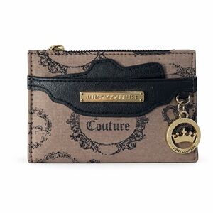 Juicy Couture Logo Zip Cardholder Wallet • Y2K Brown Monogram • Crown Charm